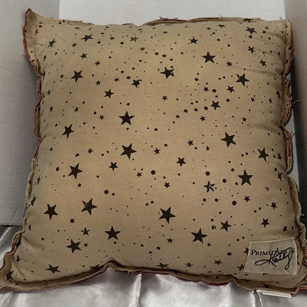 Primitives by Kathy Life Is Better Under The Stars Red Tan Accent Pillow 29646